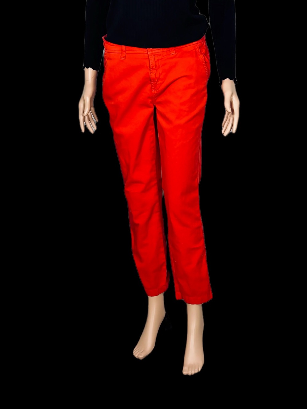 Y2K Era J.CREW Women's Red Solid Chino Pants 100% Cotton Regular Size 2 Washable